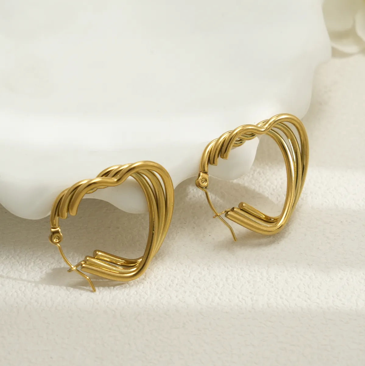 1 Pair Simple Style Heart Shape Asymmetrical 304 Stainless Steel 18K Gold Plated Earrings