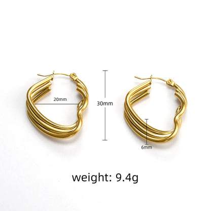 1 Pair Simple Style Heart Shape Asymmetrical 304 Stainless Steel 18K Gold Plated Earrings