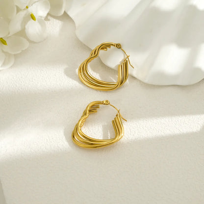 1 Pair Simple Style Heart Shape Asymmetrical 304 Stainless Steel 18K Gold Plated Earrings