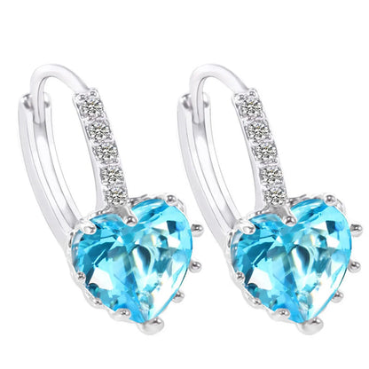 1 Pair Simple Style Heart Shape Inlay Copper Zircon Earrings