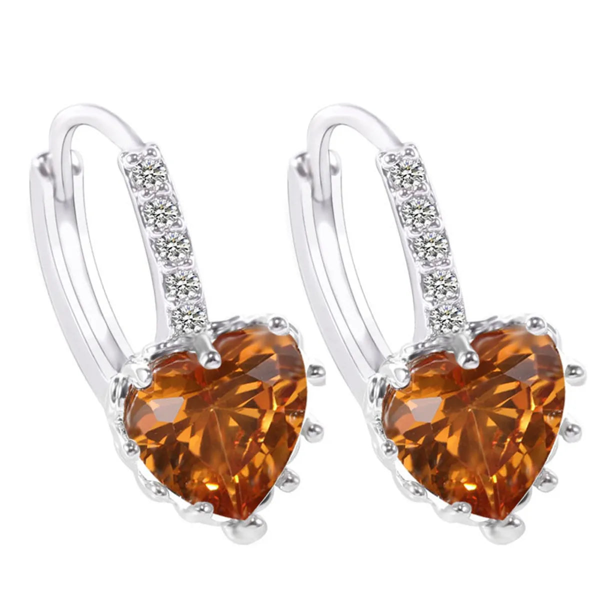 1 Pair Simple Style Heart Shape Inlay Copper Zircon Earrings