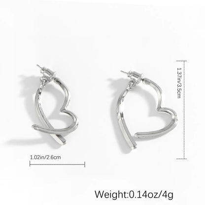 1 Pair Simple Style Heart Shape Copper White Gold Plated Ear Studs