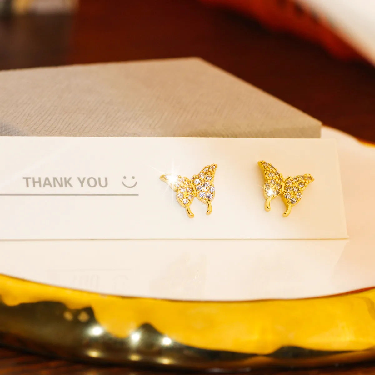 1 Pair Simple Style Heart Shape Crown Bow Knot Plating Copper Zircon Ear Studs