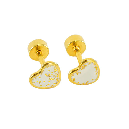 1 Pair Simple Style Heart Shape Enamel Plating Stainless Steel Ear Studs