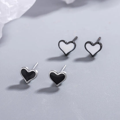 1 Pair Simple Style Heart Shape Epoxy Copper Ear Studs