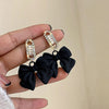 1 Pair Simple Style Heart Shape Flower Bow Knot Inlay Alloy Rhinestones Drop Earrings