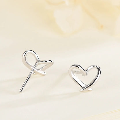 1 Pair Simple Style Heart Shape Hollow Out Sterling Silver Ear Studs