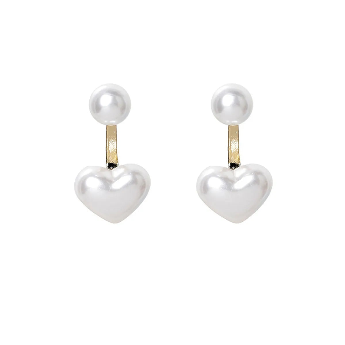 1 Pair Simple Style Heart Shape Imitation Pearl Alloy Plating Women'S Drop Earrings