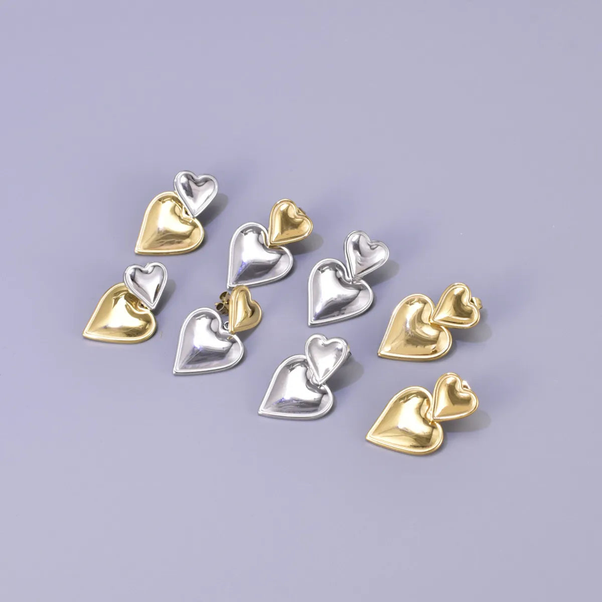 1 Pair Simple Style Heart Shape Inlay 304 Stainless Steel Titanium Steel Rhinestones 18K Gold Plated Drop Earrings