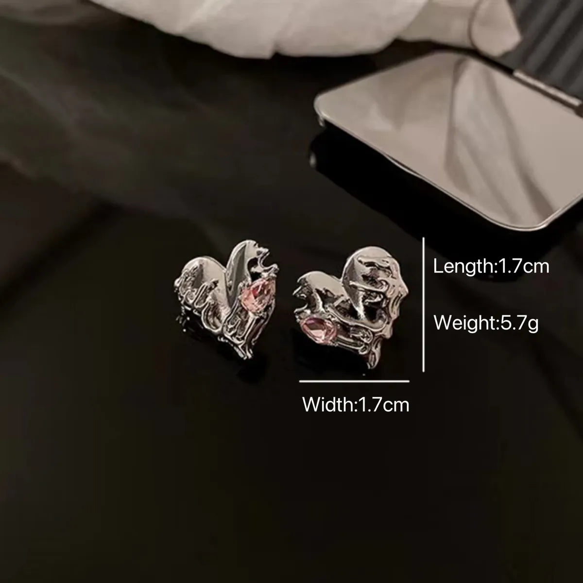 1 Pair Simple Style Heart Shape Inlay Alloy Rhinestones Ear Studs