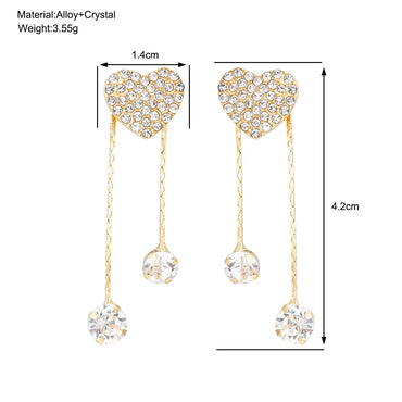 1 Pair Simple Style Heart Shape Inlay Alloy Zircon Drop Earrings