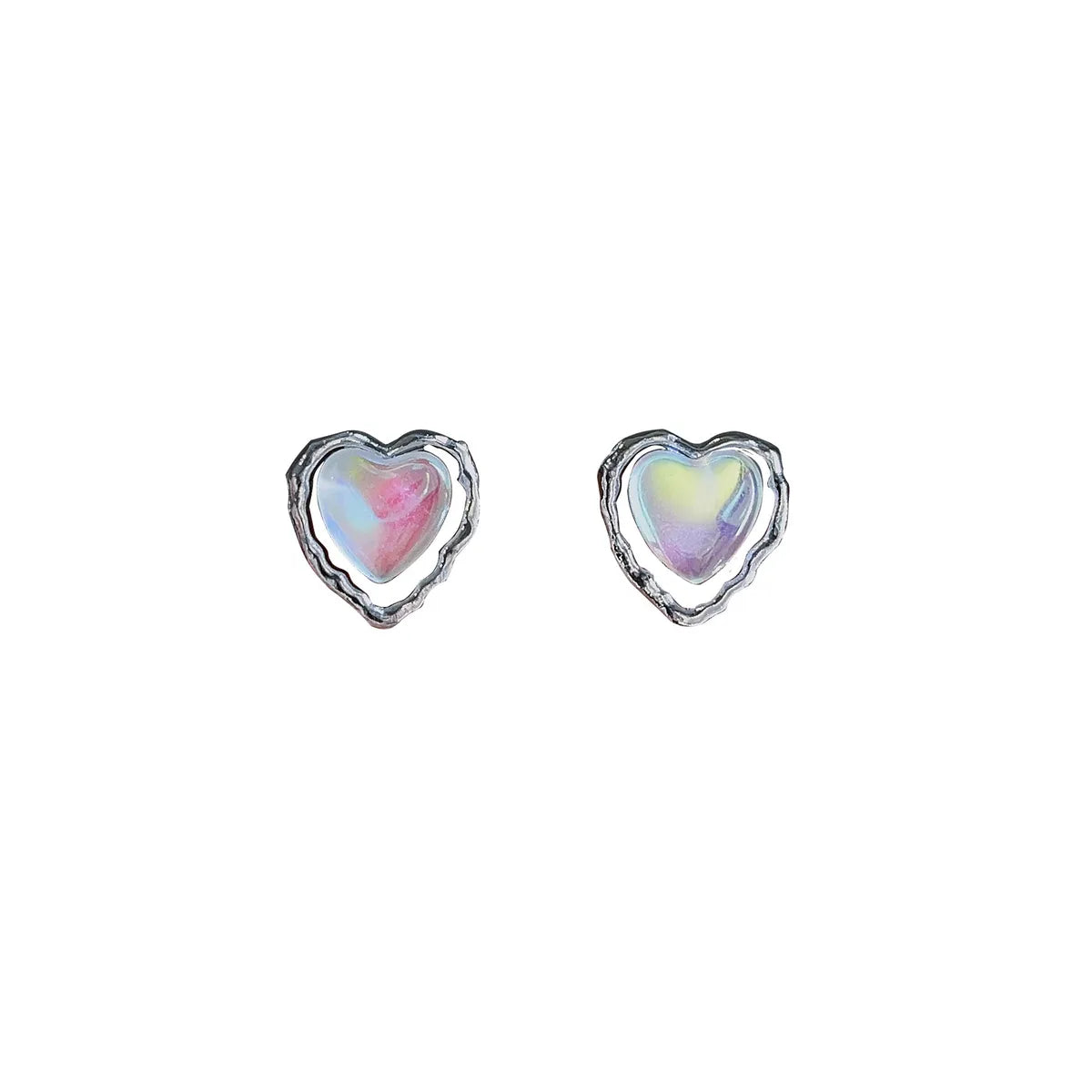 1 Pair Simple Style Heart Shape Inlay Alloy Zircon Ear Studs