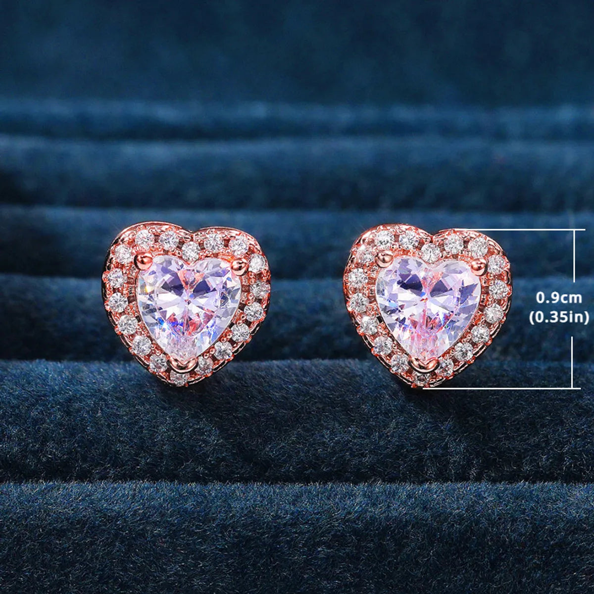 1 Pair Simple Style Heart Shape Inlay Copper Zircon Ear Studs