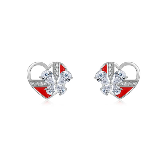 1 Pair Simple Style Heart Shape Inlay Sterling Silver Zircon Ear Studs