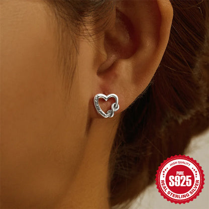 1 Pair Simple Style Heart Shape Inlay Sterling Silver Zircon Ear Studs