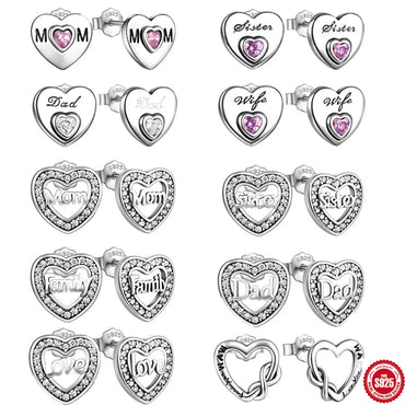 1 Pair Simple Style Heart Shape Inlay Sterling Silver Zircon Ear Studs