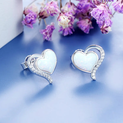 1 Pair Simple Style Heart Shape Inlay Sterling Silver Zircon Ear Studs