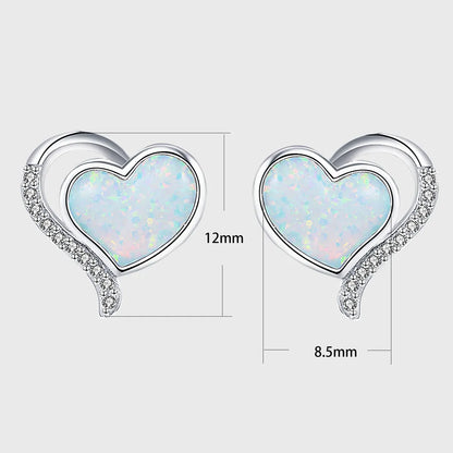 1 Pair Simple Style Heart Shape Inlay Sterling Silver Zircon Ear Studs