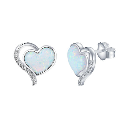 1 Pair Simple Style Heart Shape Inlay Sterling Silver Zircon Ear Studs