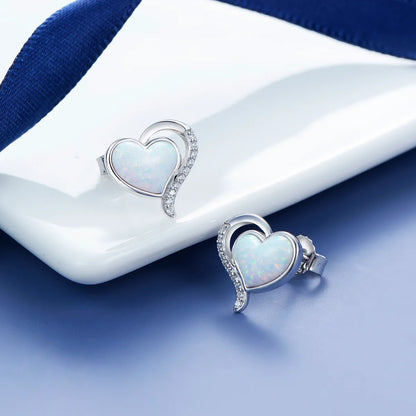 1 Pair Simple Style Heart Shape Inlay Sterling Silver Zircon Ear Studs