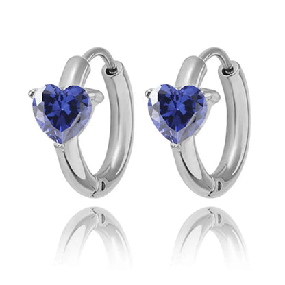 1 Pair Simple Style Heart Shape Inlay Titanium Steel Zircon Earrings