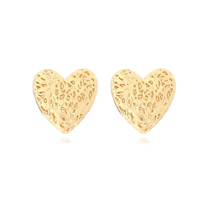 1 Pair Simple Style Heart Shape Irregular Plating Alloy Ear Studs