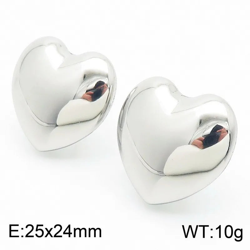 1 Pair Simple Style Heart Shape Plating 304 Stainless Steel 18K Gold Plated Ear Studs