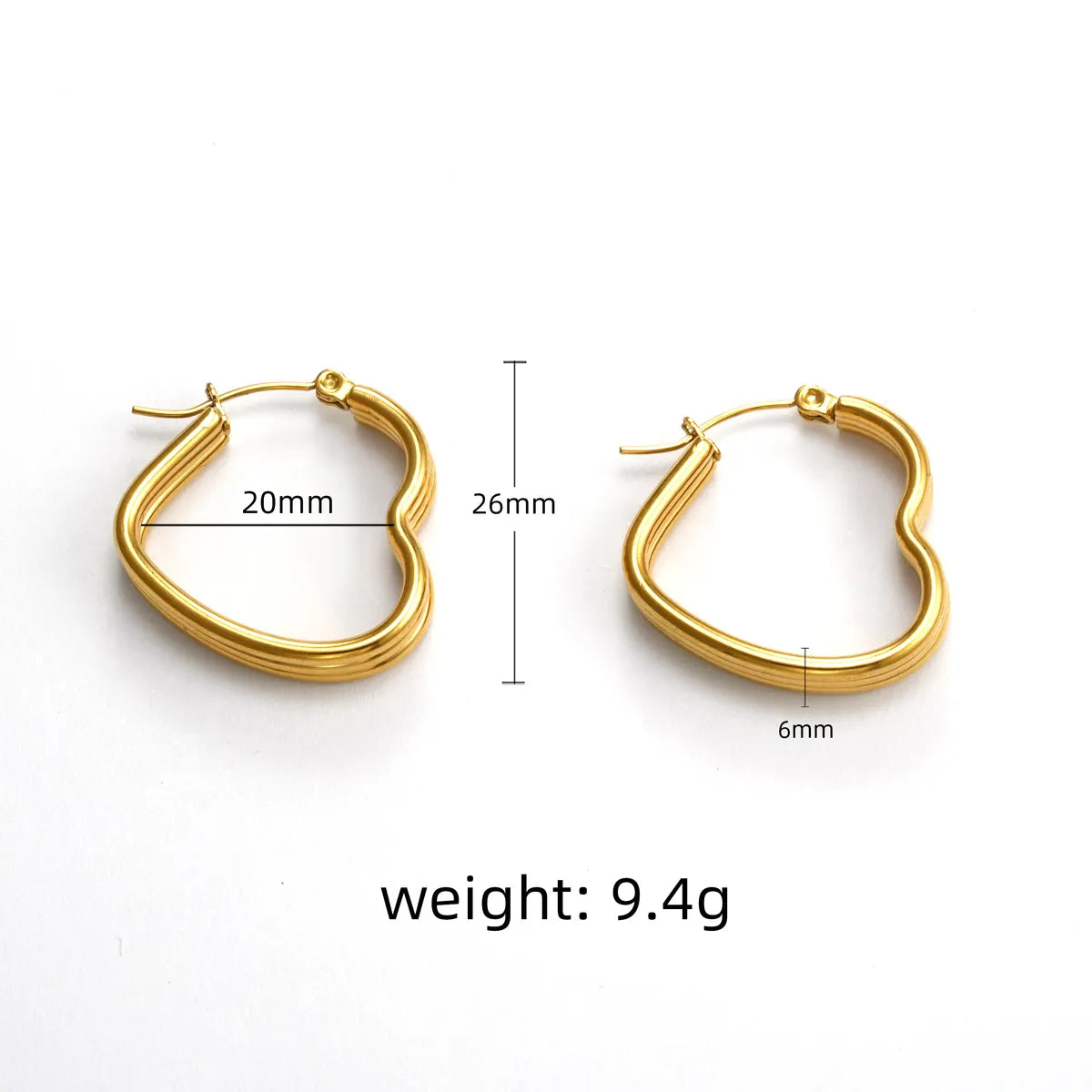 1 Pair Simple Style Heart Shape Plating 304 Stainless Steel 18K Gold Plated Earrings