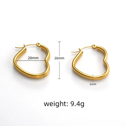 1 Pair Simple Style Heart Shape Plating 304 Stainless Steel 18K Gold Plated Earrings