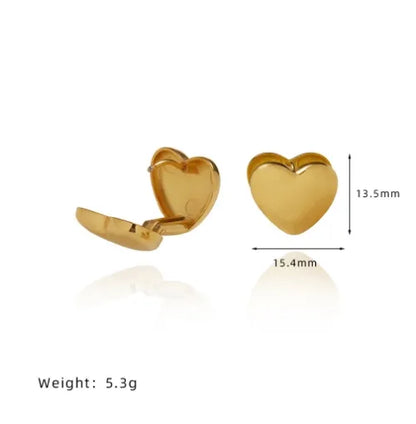 1 Pair Simple Style Heart Shape Plating 304 Stainless Steel Titanium Steel 18K Gold Plated Ear Studs