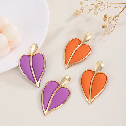 1 Pair Simple Style Heart Shape Plating Alloy 14k Gold Plated Ear Studs