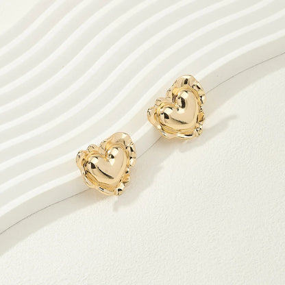 1 Pair Simple Style Heart Shape Plating Alloy Ear Studs