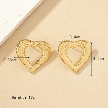 1 Pair Simple Style Heart Shape Plating Alloy Earrings