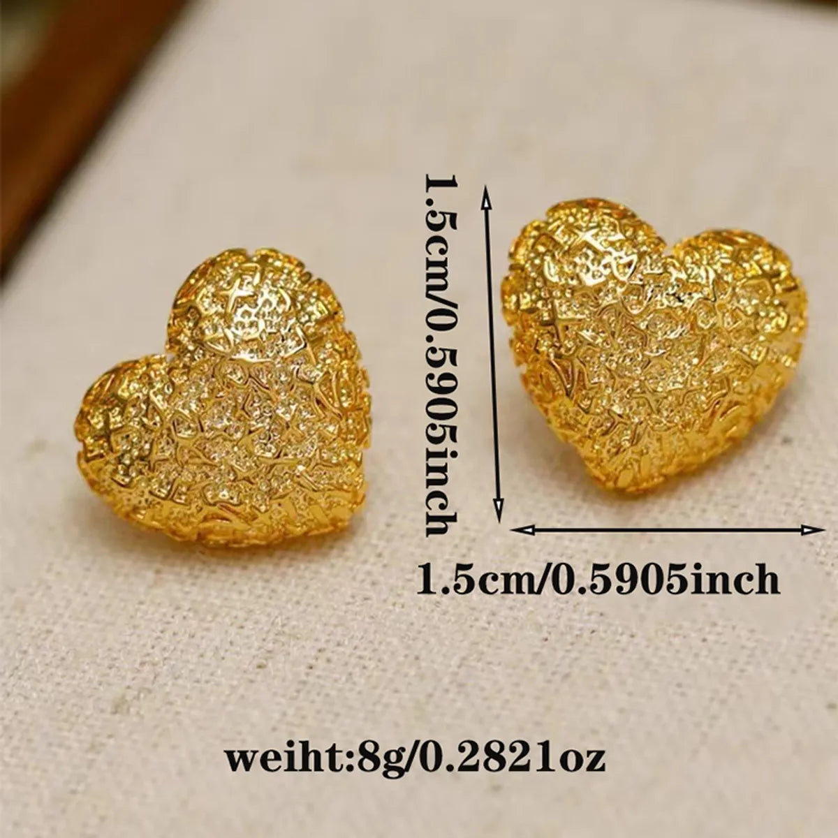 1 Pair Simple Style Heart Shape Plating Alloy Gold Plated Ear Studs