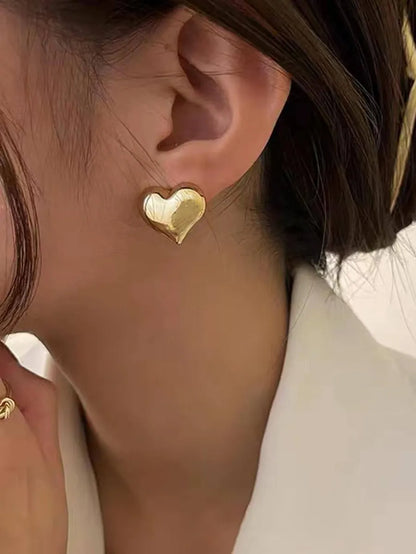 1 Pair Simple Style Heart Shape Plating Alloy Gold Plated Ear Studs