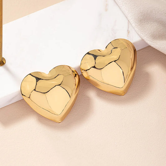 1 Pair Simple Style Heart Shape Plating Alloy Gold Plated Ear Studs