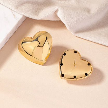 1 Pair Simple Style Heart Shape Plating Alloy Gold Plated Ear Studs