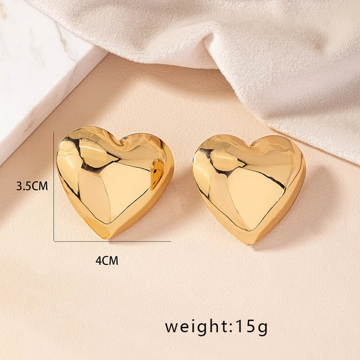 1 Pair Simple Style Heart Shape Plating Alloy Gold Plated Ear Studs