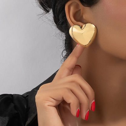 1 Pair Simple Style Heart Shape Plating Alloy Gold Plated Ear Studs