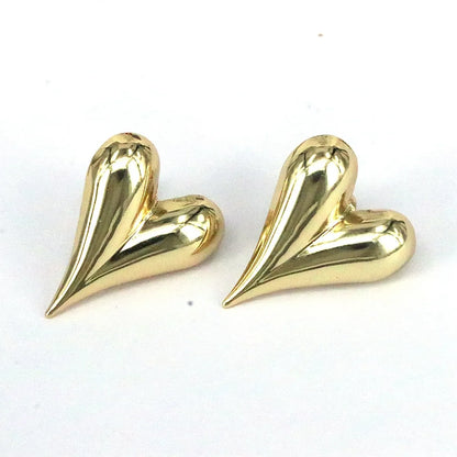 1 Pair Simple Style Heart Shape Plating Copper 18k Gold Plated Ear Studs