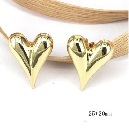 1 Pair Simple Style Heart Shape Plating Copper 18k Gold Plated Ear Studs