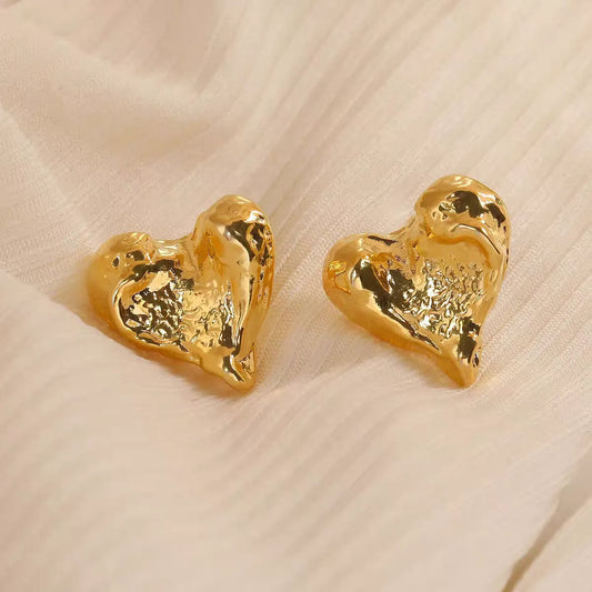 1 Pair Simple Style Heart Shape Plating Copper 18K Gold Plated Ear Studs