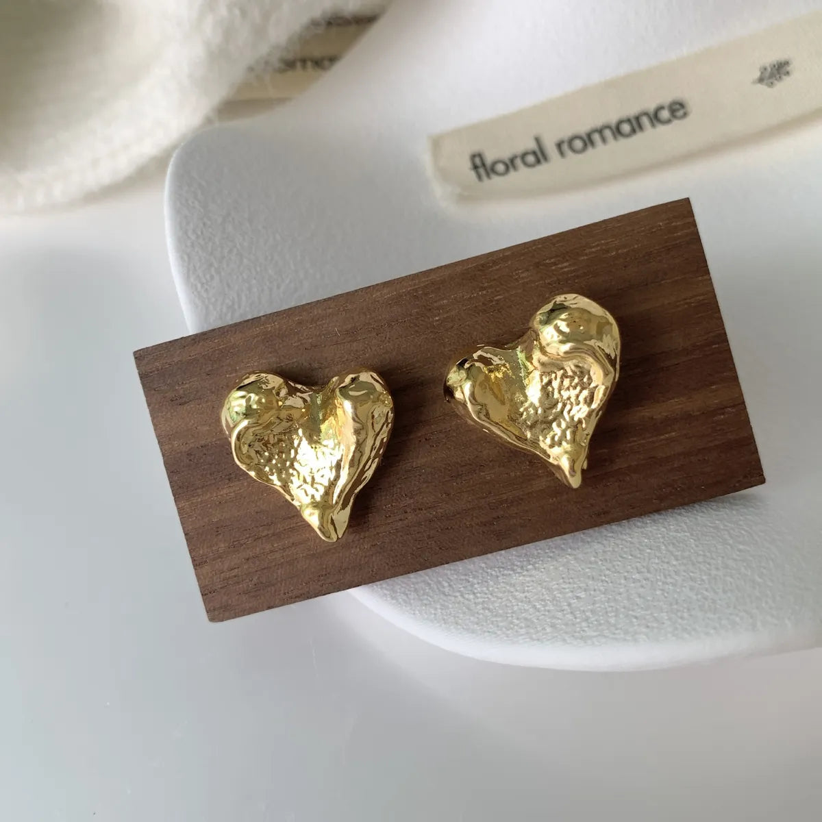 1 Pair Simple Style Heart Shape Plating Copper 18K Gold Plated Ear Studs