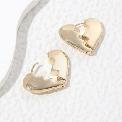 1 Pair Simple Style Heart Shape Plating Copper 18k Gold Plated White Gold Plated Earrings