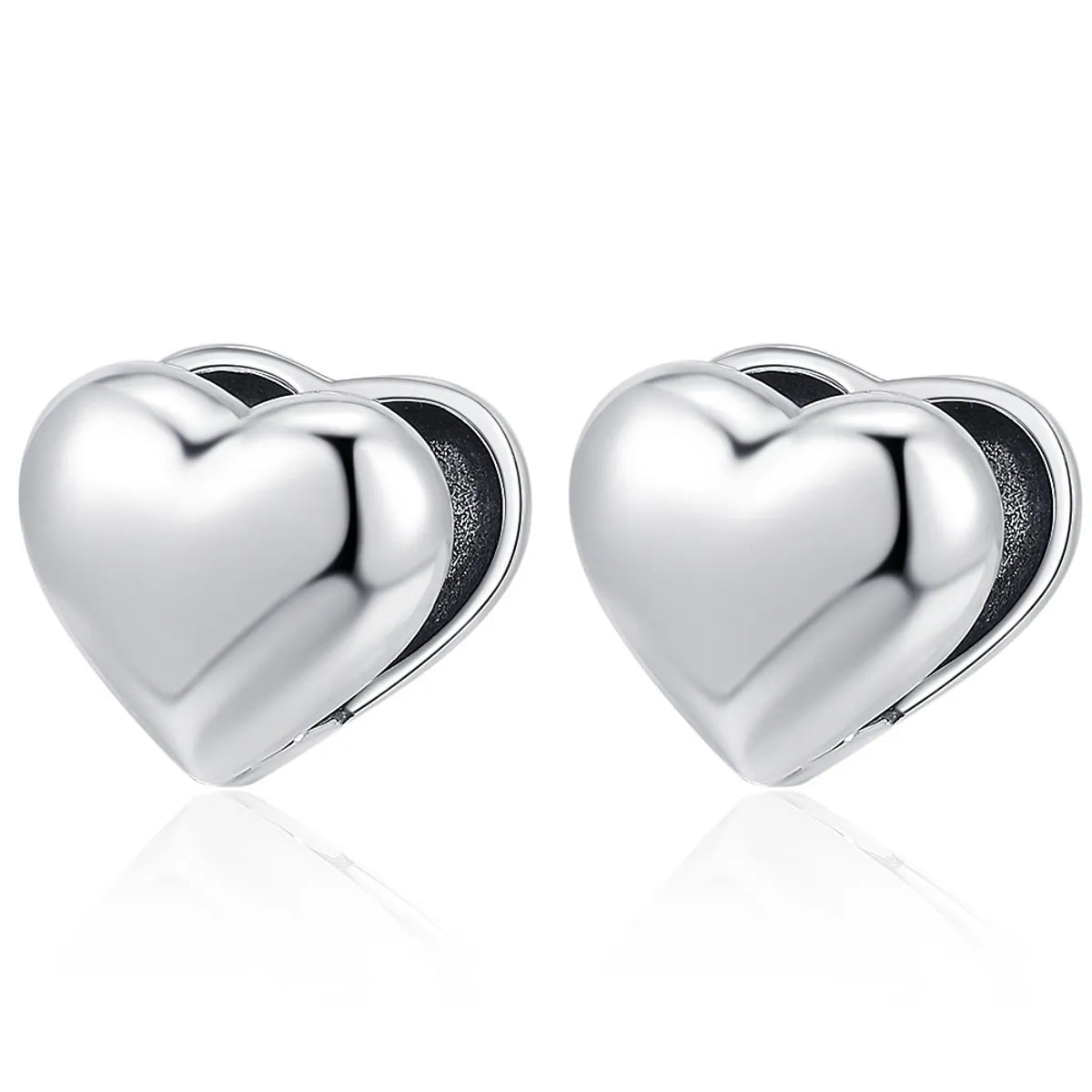 1 Pair Simple Style Heart Shape Plating Copper White Gold Plated Ear Studs