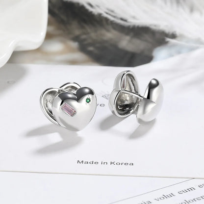 1 Pair Simple Style Heart Shape Plating Copper White Gold Plated Ear Studs