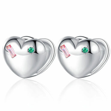 1 Pair Simple Style Heart Shape Plating Copper White Gold Plated Ear Studs