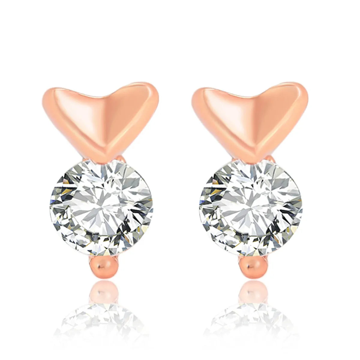 1 Pair Xuping Simple Style Heart Shape Plating Inlay Alloy Artificial Gemstones 18k Gold Plated Ear Studs