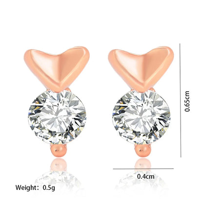 1 Pair Xuping Simple Style Heart Shape Plating Inlay Alloy Artificial Gemstones 18k Gold Plated Ear Studs