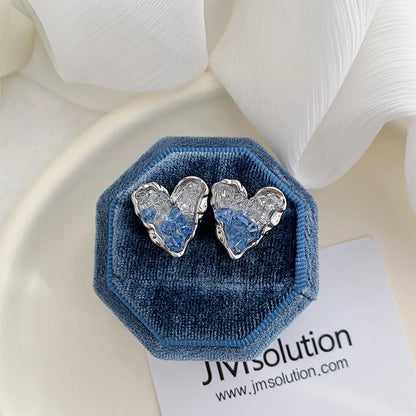 1 Pair Simple Style Heart Shape Plating Inlay Alloy Artificial Rhinestones White Gold Plated Gold Plated Ear Studs